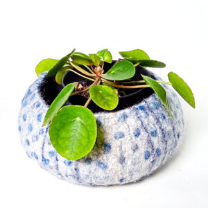 Corbeille oursin feutre bleu blanc