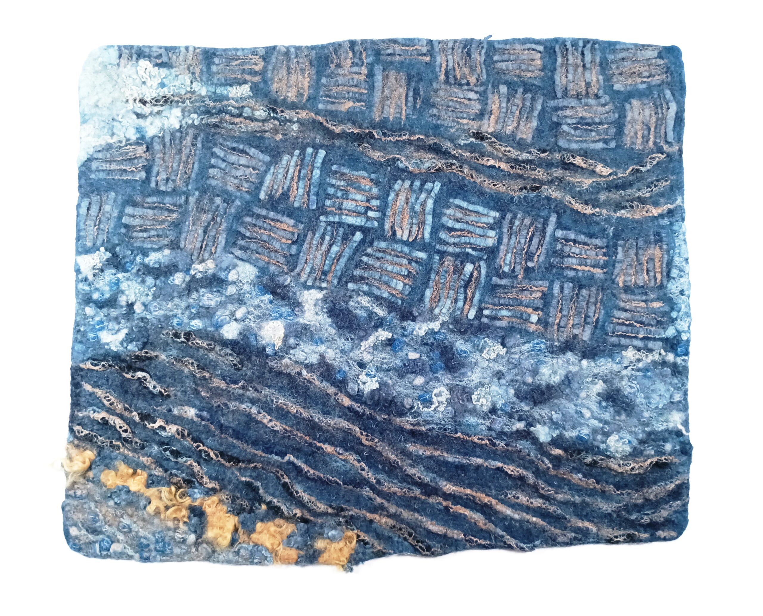 Atelier Lanzetta-Tenture Feutre Ecume bleue
